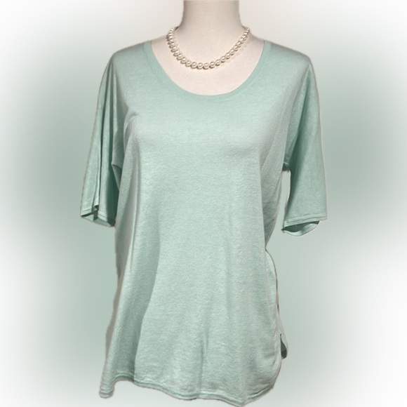 LOFT linen t-shirt, roomy fit, Tiffany blue - Picture 1 of 5
